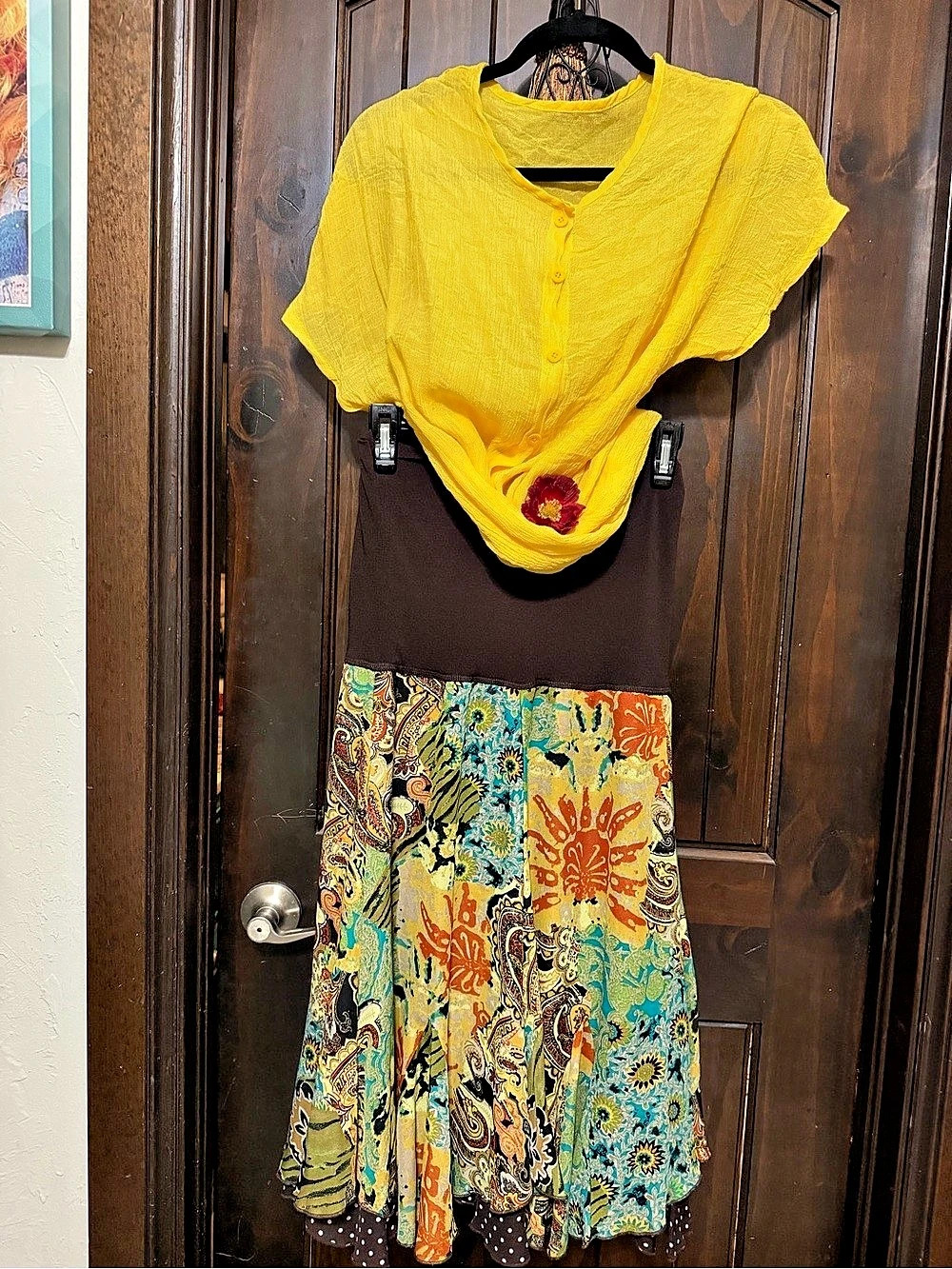 CAbi Paisley Midi Dress in Brown & Yellow